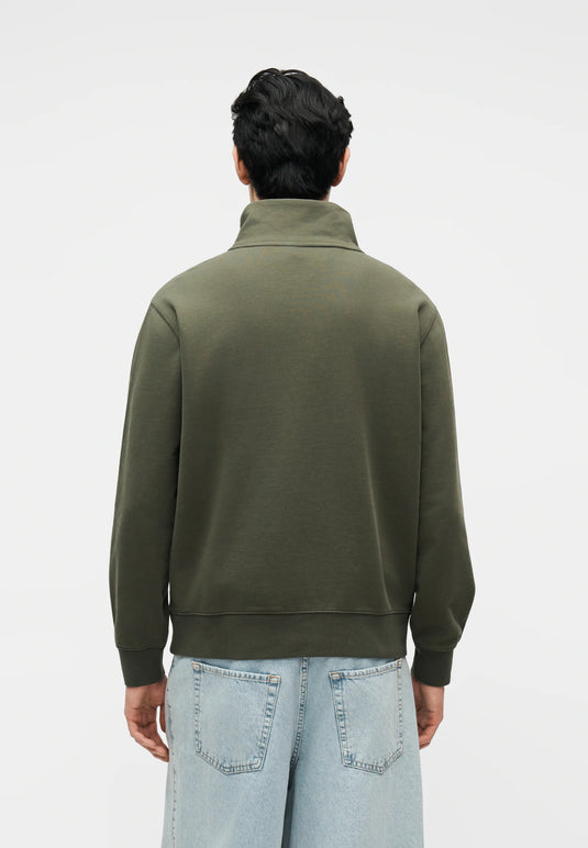 Levi's Men's Original Housemark Quarter-zip Pullover Sweatshirt Green A8606-0019