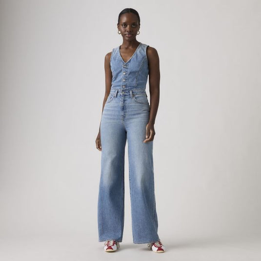 Levi's Women's Denim Wide Leg Jumpsuit Own It Blue 0002R0001