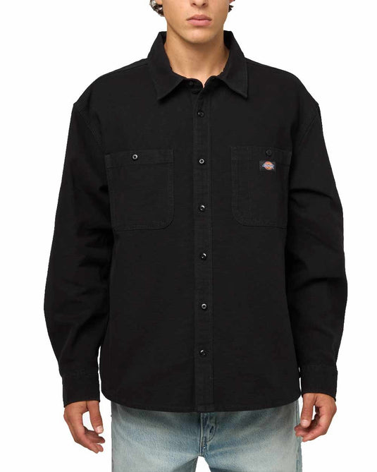 Dickies Men's 247 Garment Dyed Work Shirt Black DK0A8DUBBLK