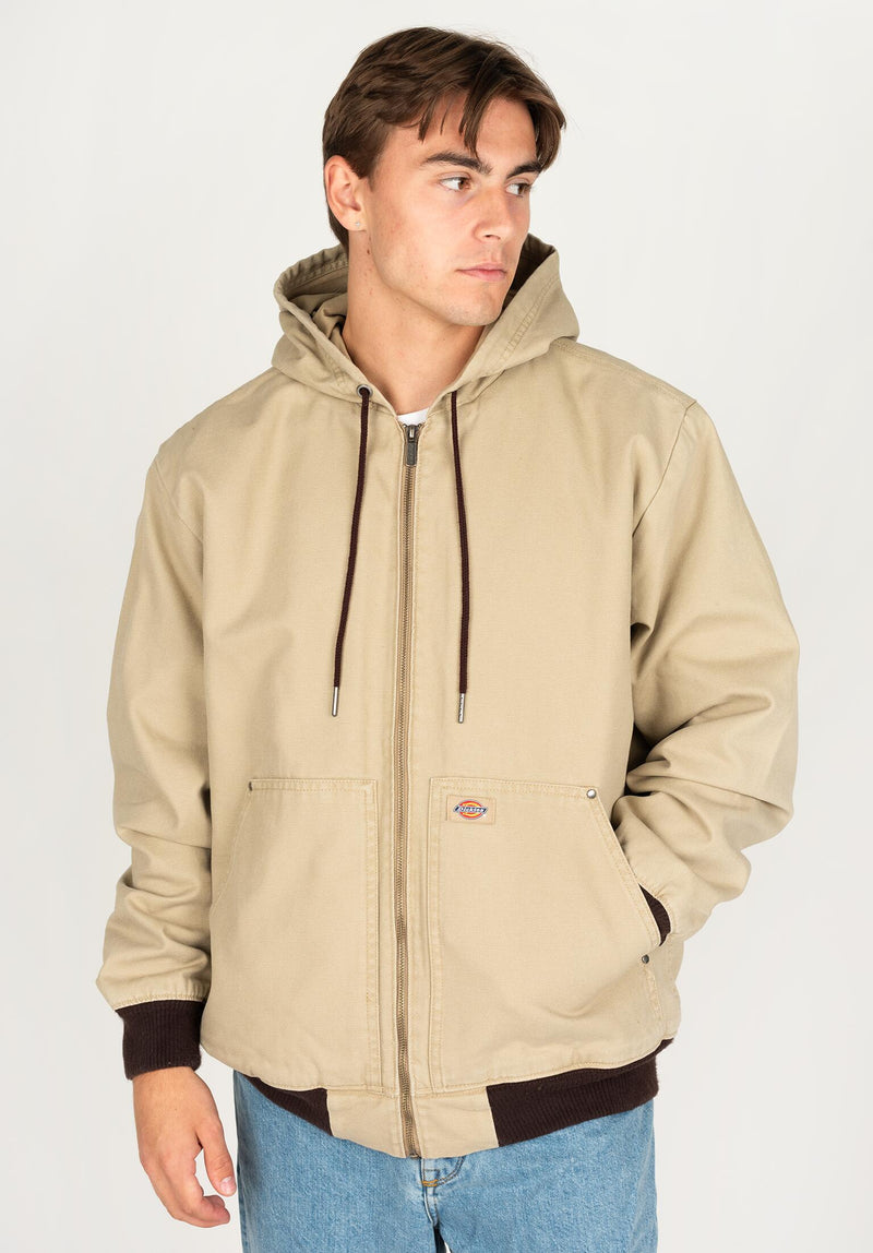 Load image into Gallery viewer, Dickies Hooded Duck Canvas Jacket Stone Washed Desert Sand DK0A4XZ3F021
