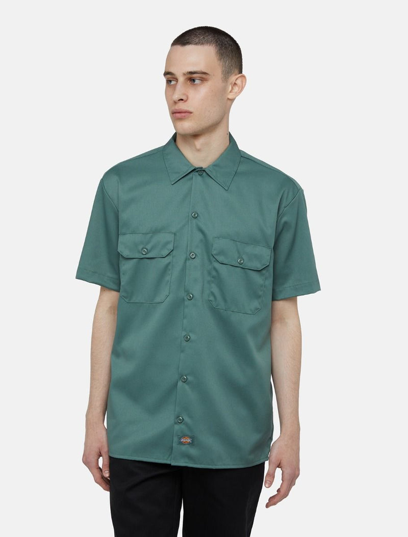 Load image into Gallery viewer, Dickies Men&#39;s Short Sleeve Regular Fit Work Shirt  Forest DK0A4XK7H151
