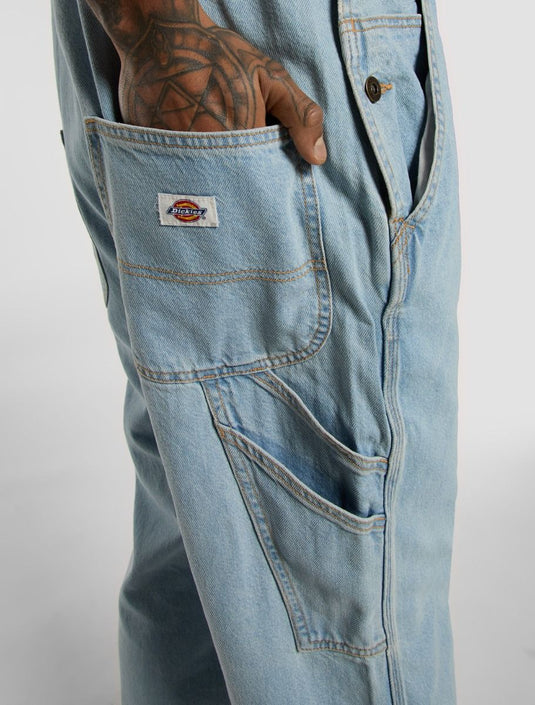 Dickies Men's Denim Classic Bib Vintage Blue DK0A4XYAC151