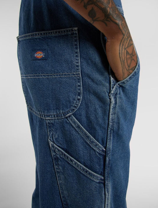 Dickies Men's Denim Classic Bib Classic Blue DK0A4XYACLB1