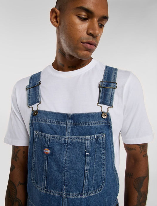 Dickies Men's Denim Classic Bib Classic Blue DK0A4XYACLB1