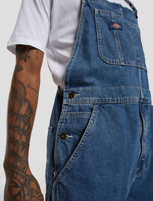 Dickies Men's Denim Classic Bib Classic Blue DK0A4XYACLB1