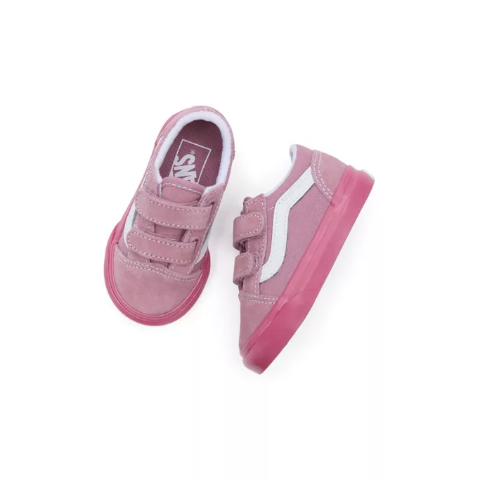 Load image into Gallery viewer, Vans Toddler Old Skool V Shoes Glossy Sidewall Pink VN000CTGPNK
