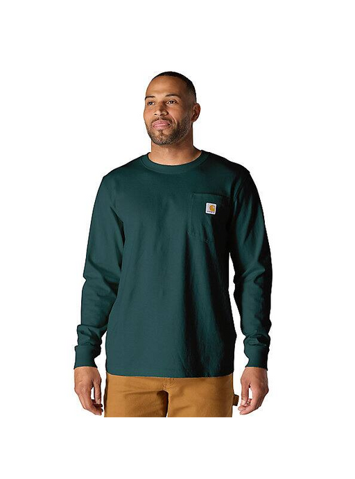 Carhartt Mens' Relaxed Fit Heavyweight Long-Sleeve T-shirt Greenstone Heather 107260-GM2