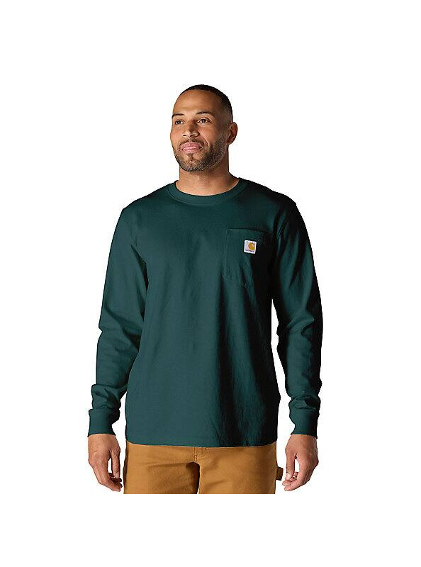 Load image into Gallery viewer, Carhartt Mens&#39; Relaxed Fit Heavyweight Long-Sleeve T-shirt Greenstone Heather 107260-GM2
