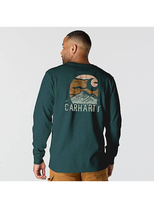 Load image into Gallery viewer, Carhartt Mens&#39; Relaxed Fit Heavyweight Long-Sleeve T-shirt Greenstone Heather 107260-GM2
