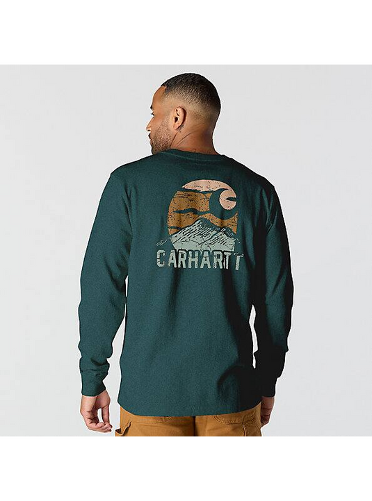 Carhartt Mens' Relaxed Fit Heavyweight Long-Sleeve T-shirt Greenstone Heather 107260-GM2