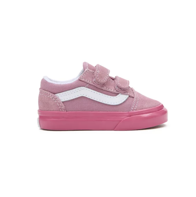 Load image into Gallery viewer, Vans Toddler Old Skool V Shoes Glossy Sidewall Pink VN000CTGPNK
