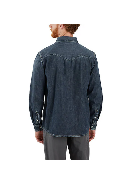 Carhartt Mens' Montana Relaxed Fit Denim Long-Sleeve Shirt Wyatt 106429-HK3