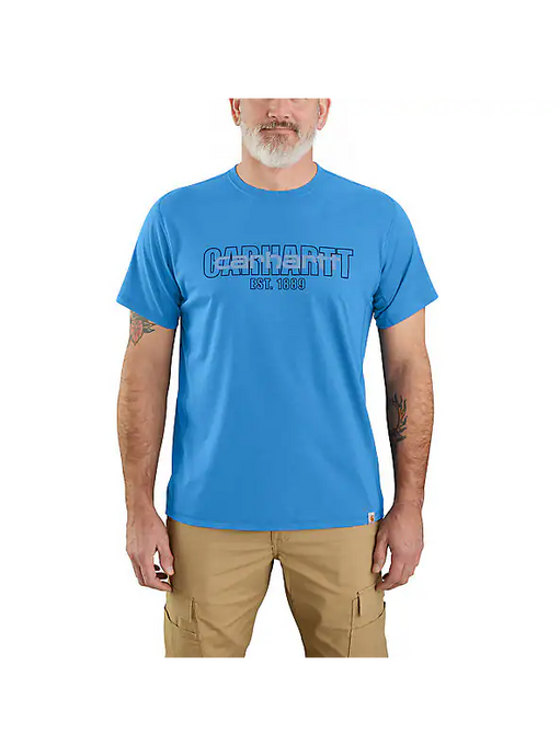 Carhartt Men's Relaxed Fit Short-Sleeve Logo Graphic T-Shirt Engineer Blue Heather 106653-HL5
