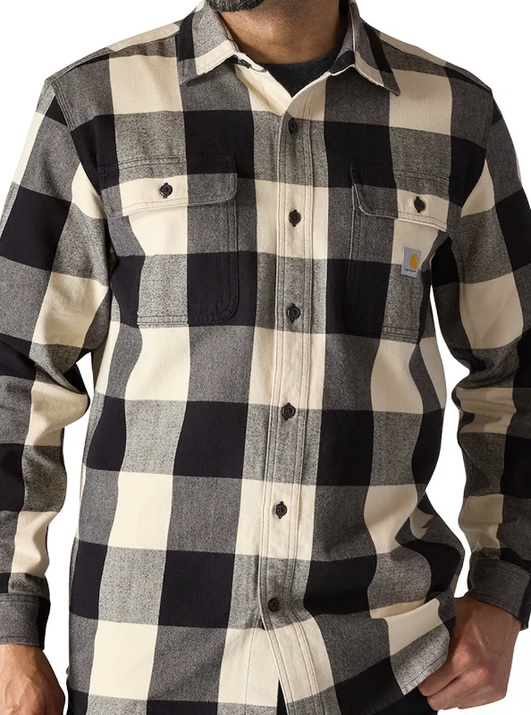 Load image into Gallery viewer, Carhartt Men&#39;s Loose Fit Heavyweight Flannel Long-Sleeve Plaid Shirt Oat Milk 107013-A16
