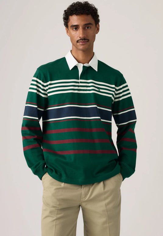 Levi's Men's Union Rugby Shirt Amos Stripe Ponderosa Pine A48450038