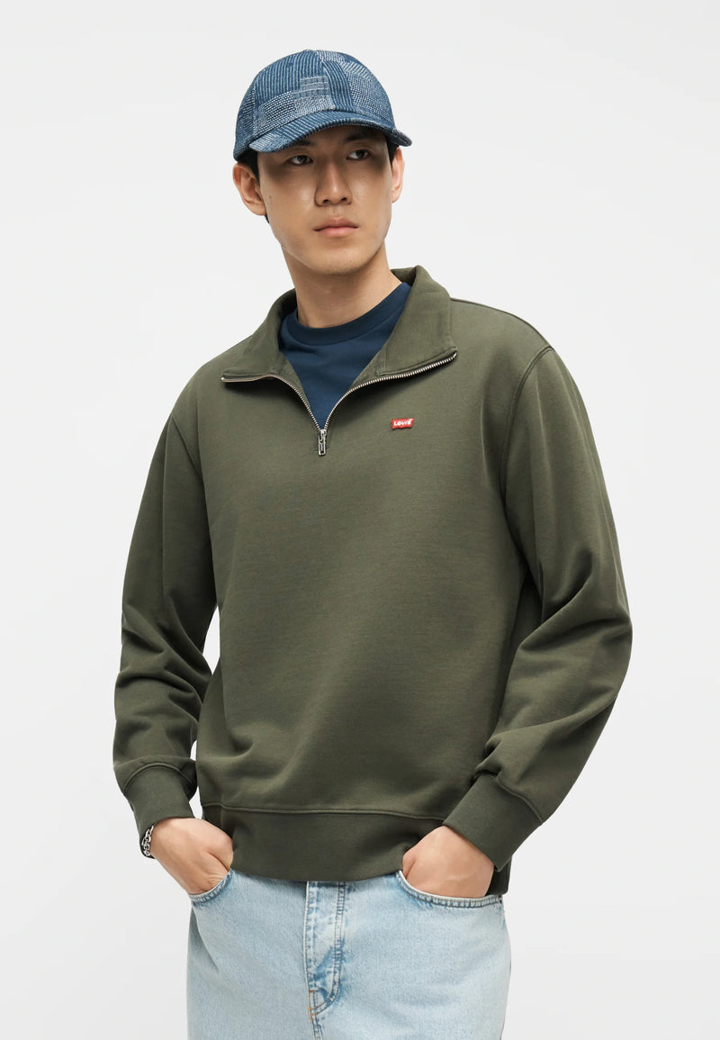 Load image into Gallery viewer, Levi's Men's Original Housemark Quarter-zip Pullover Sweatshirt Green A8606-0019
