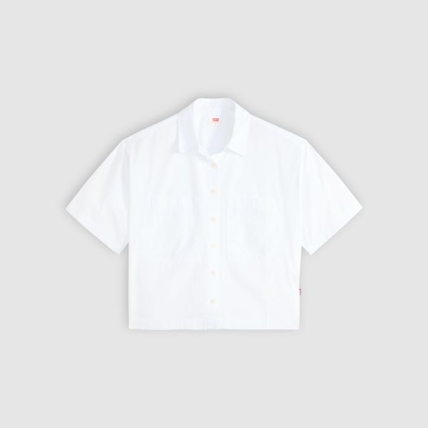 Load image into Gallery viewer, Levi's Women's Harlie Short Sleeve Cropped Shirt White 003QI0001
