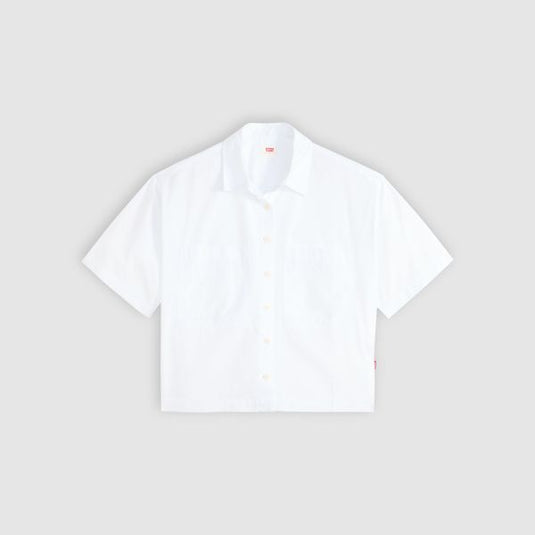 Levi's Women's Harlie Short Sleeve Cropped Shirt White 003QI0001