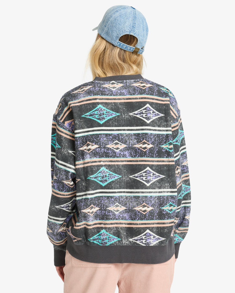 Load image into Gallery viewer, Billabong Women's High Tides Brooklyn Graphic Sweatshirt Off Black EBJFT00153-OFB
