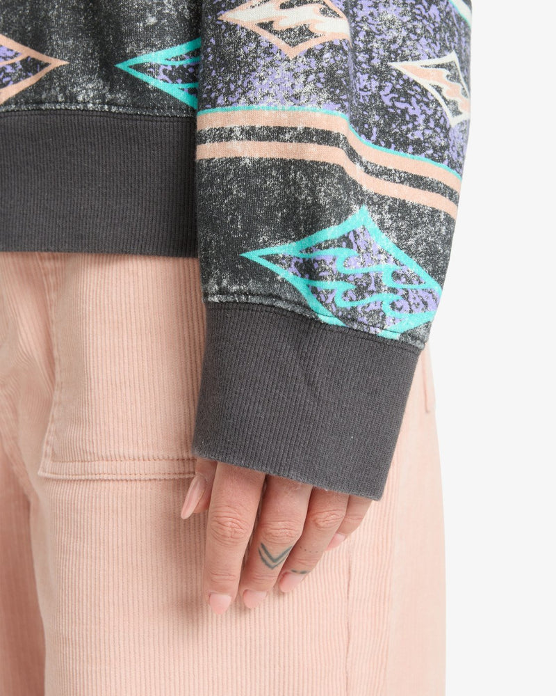 Load image into Gallery viewer, Billabong Women's High Tides Brooklyn Graphic Sweatshirt Off Black EBJFT00153-OFB
