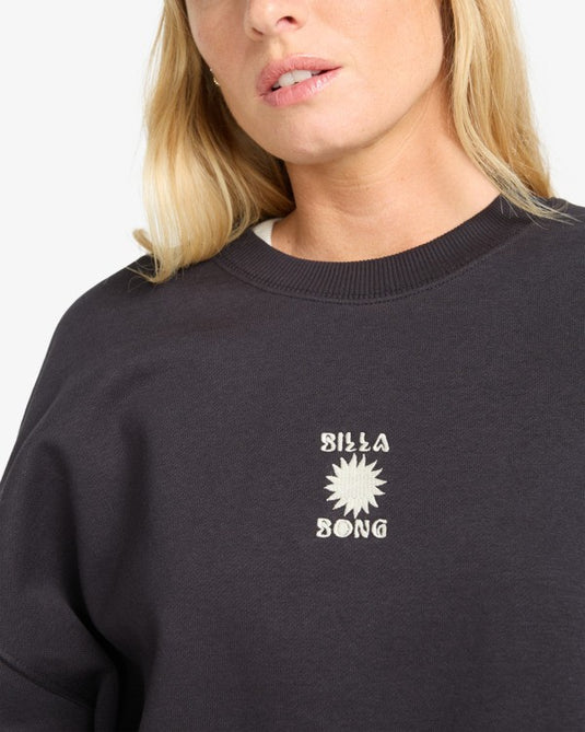 Billabong Women's So Sunny Kendal Sweatshirt Black Pebble EBJFT00155-BPB
