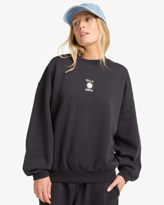 Billabong Women's So Sunny Kendal Sweatshirt Black Pebble EBJFT00155-BPB