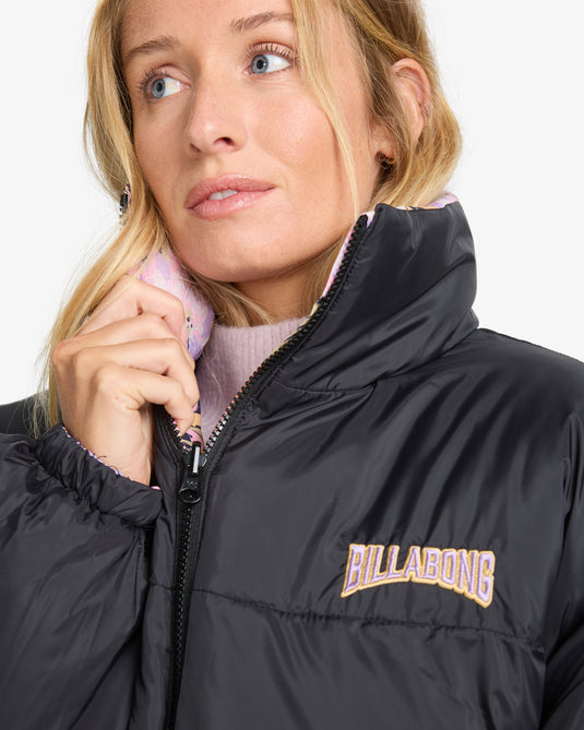 Billabong Women's Cozy Puffer Reversible Down Jacket Multico EBJJK00140-WBT0