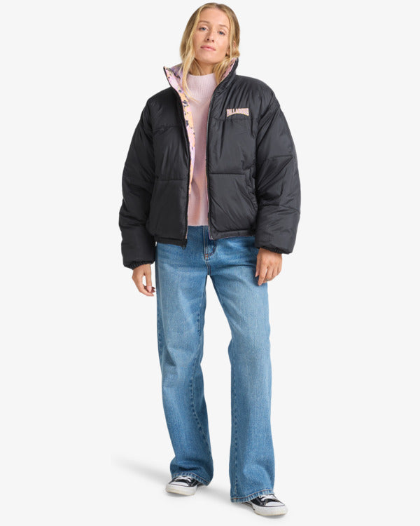 Load image into Gallery viewer, Billabong Women&#39;s Cozy Puffer Reversible Down Jacket Multico EBJJK00140-WBT0
