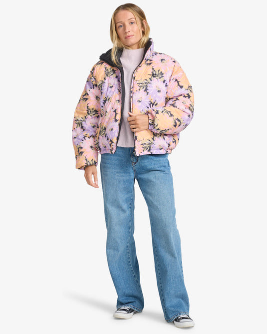 Billabong Women's Cozy Puffer Reversible Down Jacket Multico EBJJK00140-WBT0