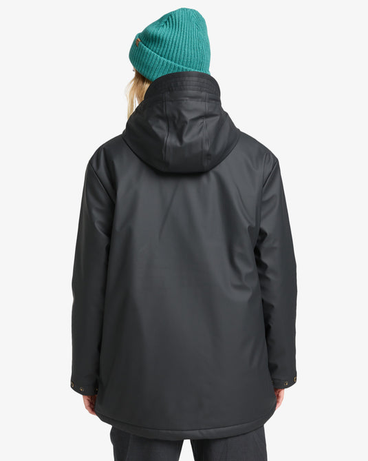 Billabong Women's Under The Rain Coat Jacket Black Pebble EBJJK00161-BPB