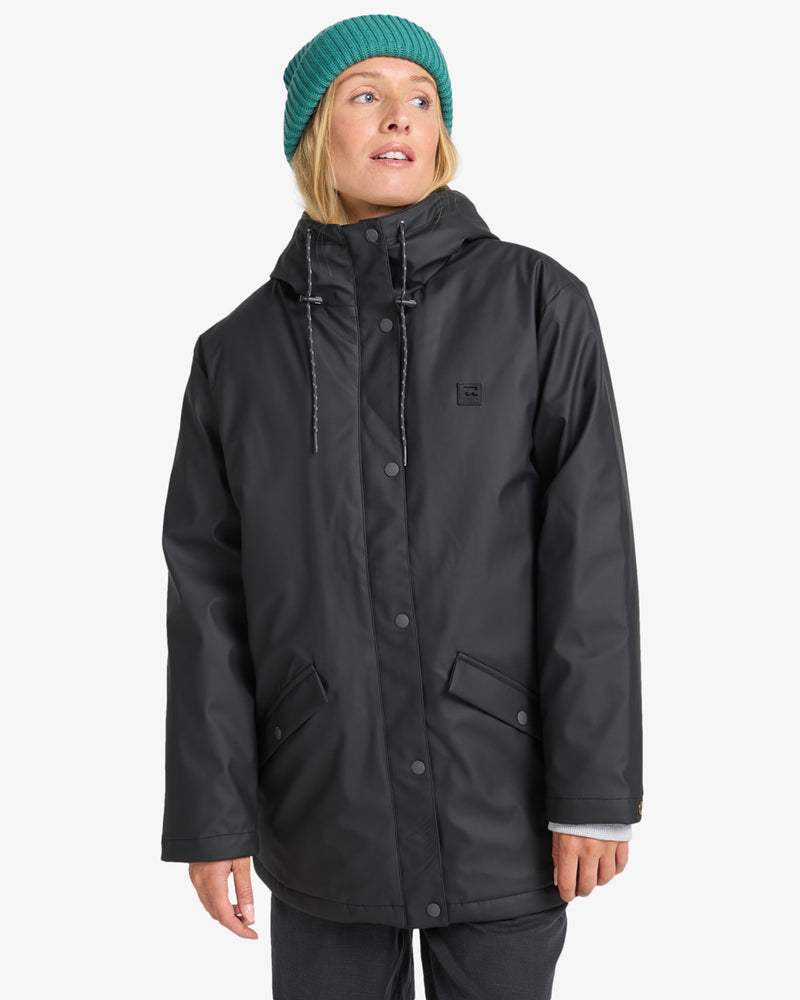 Load image into Gallery viewer, Billabong Women&#39;s Under The Rain Coat Jacket Black Pebble EBJJK00161-BPB

