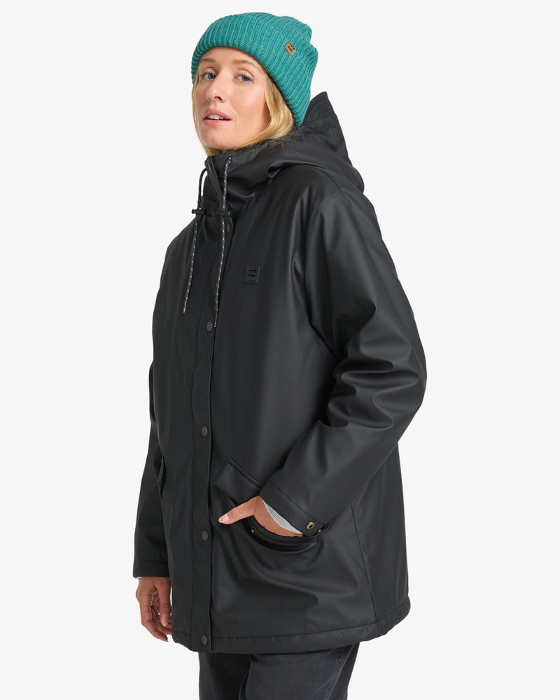 Load image into Gallery viewer, Billabong Women&#39;s Under The Rain Coat Jacket Black Pebble EBJJK00161-BPB
