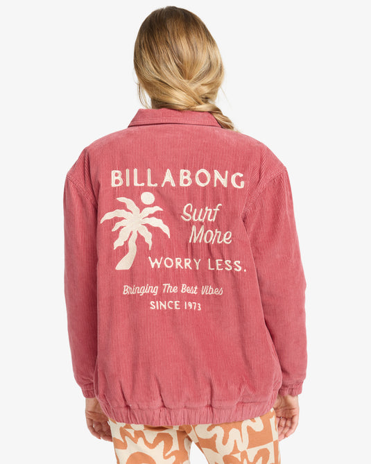 Billabong Women's Chill Time Corduroy Jacket Wild Ginger EBJJK00174_WGR