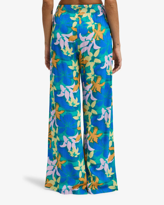 Billabong Women's Split Spirit Relaxed Fit Pants Agua Flores EBJNP00127-BLY6