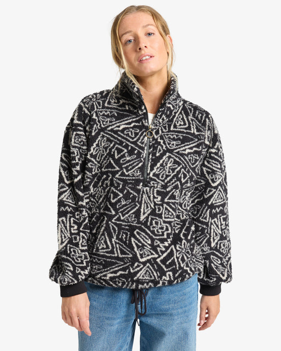 Billabong Women's Time Off Pullover Fleece Black Pebble EBJPF00112-BPB