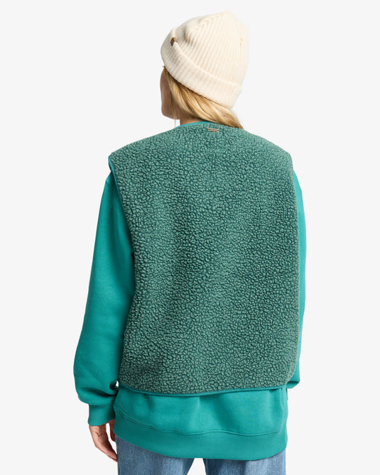 Billabong Womens' Be Happy Sherpa Vest Evergreen EBJPF00118-EVG
