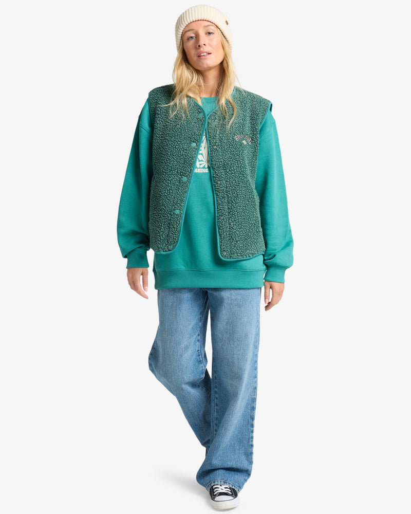 Load image into Gallery viewer, Billabong Womens&#39; Be Happy Sherpa Vest Evergreen EBJPF00118-EVG
