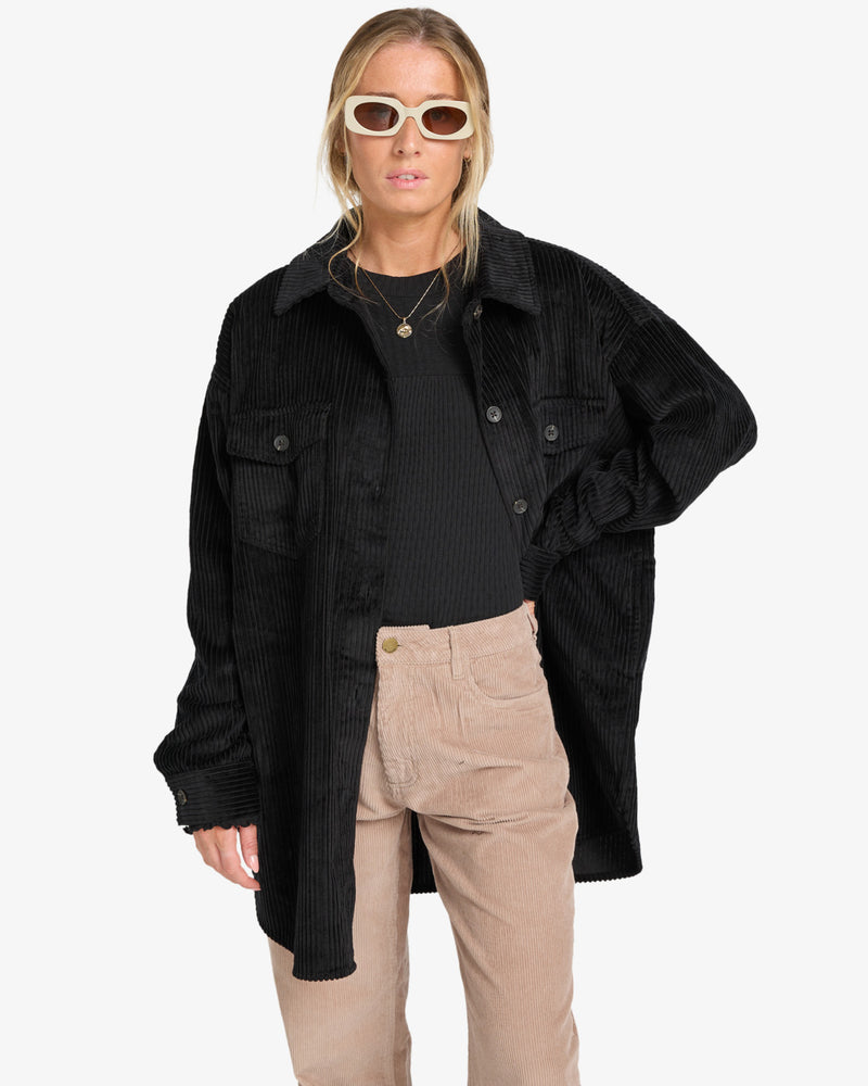 Load image into Gallery viewer, Billabong Women&#39;s Winter Ocean Shirt Dress Black Pebble EBJWD00149-BPB
