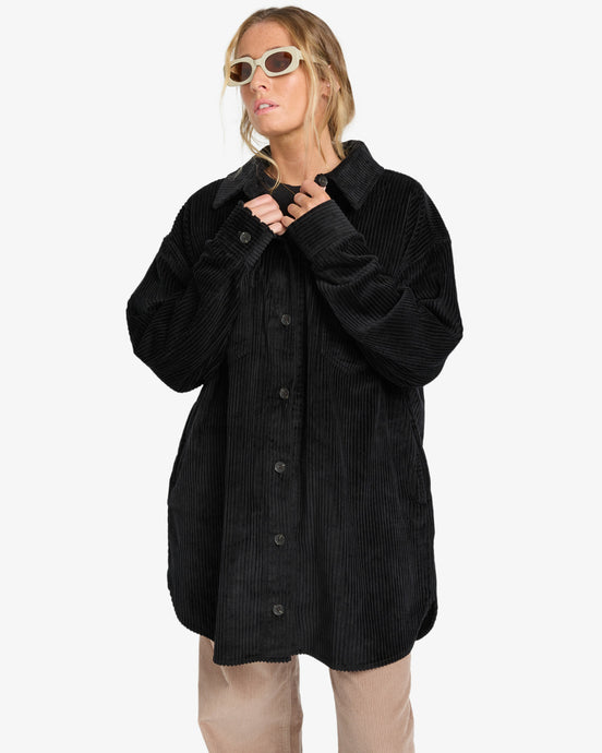 Billabong Women's Winter Ocean Shirt Dress Black Pebble EBJWD00149-BPB