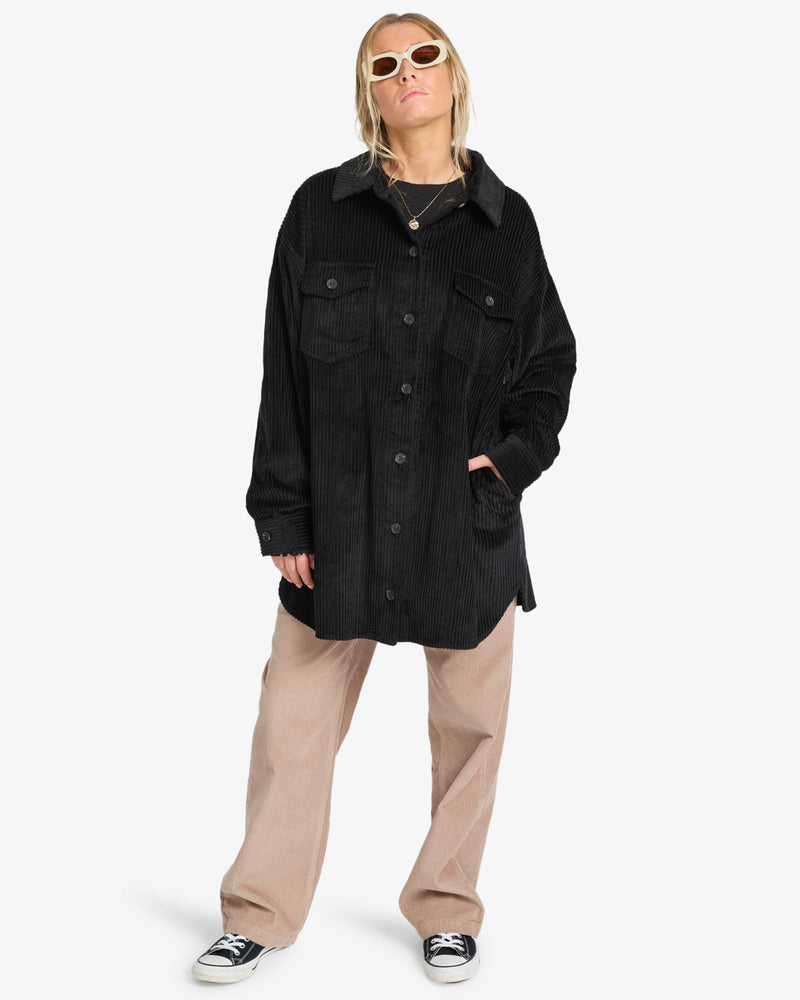 Load image into Gallery viewer, Billabong Women&#39;s Winter Ocean Shirt Dress Black Pebble EBJWD00149-BPB

