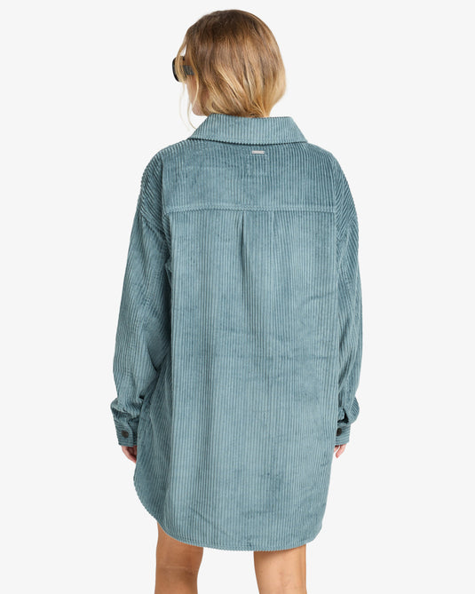 Billabong Women's Winter Ocean Shirt Dress Slate Blue EBJWD00149-SLB
