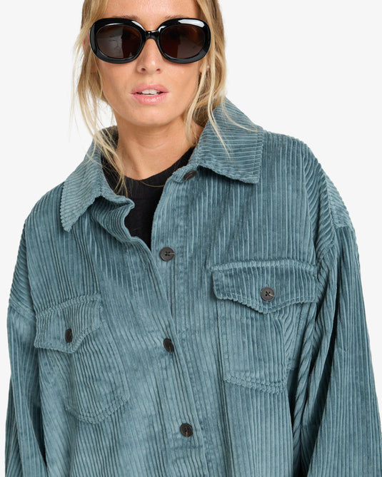 Billabong Women's Winter Ocean Shirt Dress Slate Blue EBJWD00149-SLB