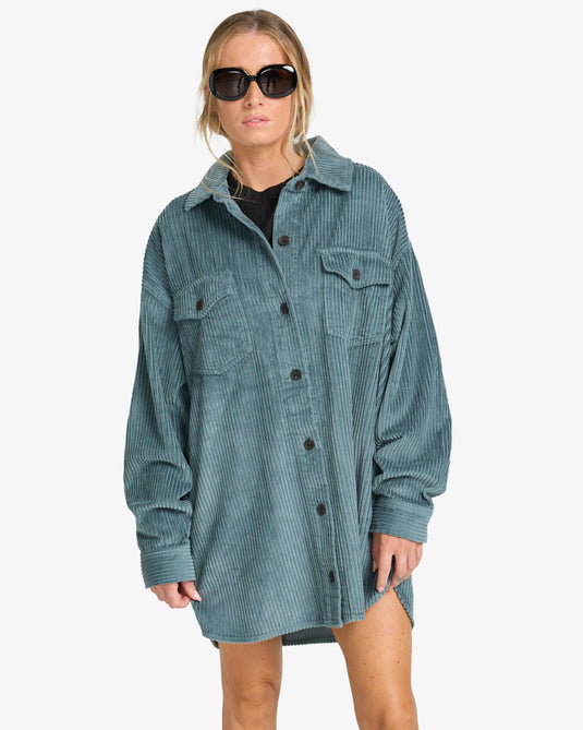 Billabong Women's Winter Ocean Shirt Dress Slate Blue EBJWD00149-SLB