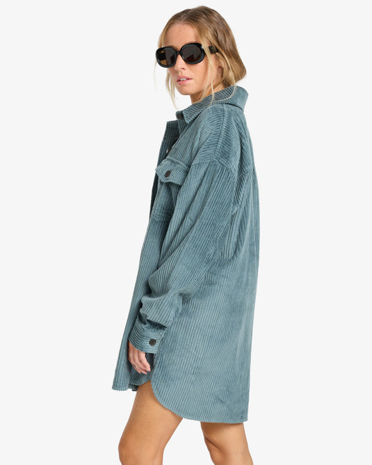 Billabong Women's Winter Ocean Shirt Dress Slate Blue EBJWD00149-SLB