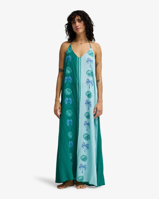 Billabong Women's Gypsy Colorblock V-Neck Dress Tidepool EBJWD00175-BFZ0