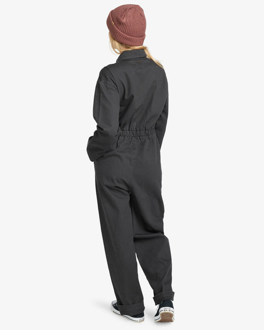 Billabong Women's Take The Road Corduroy Romper Black Sands EBJWO03004-BSD