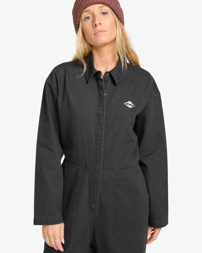 Load image into Gallery viewer, Billabong Women&#39;s Take The Road Corduroy Romper Black Sands EBJWO03004-BSD
