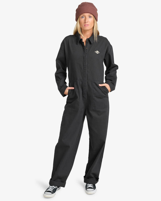 Billabong Women's Take The Road Corduroy Romper Black Sands EBJWO03004-BSD
