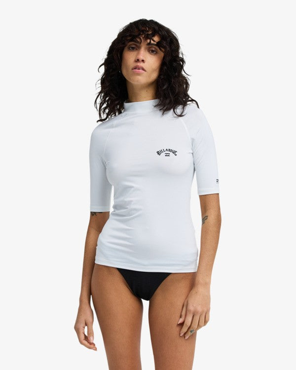 Load image into Gallery viewer, Billabong Women's Tropical Surf Short Sleeve UV Rash Vest White EBJWR03041-WHT
