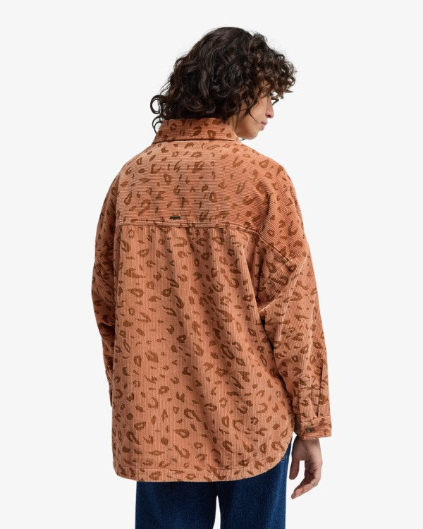 Load image into Gallery viewer, Billabong Women's Stoked On You Long Sleeve Corduroy Shirt Sunburnt EBJWT00120-CLT0
